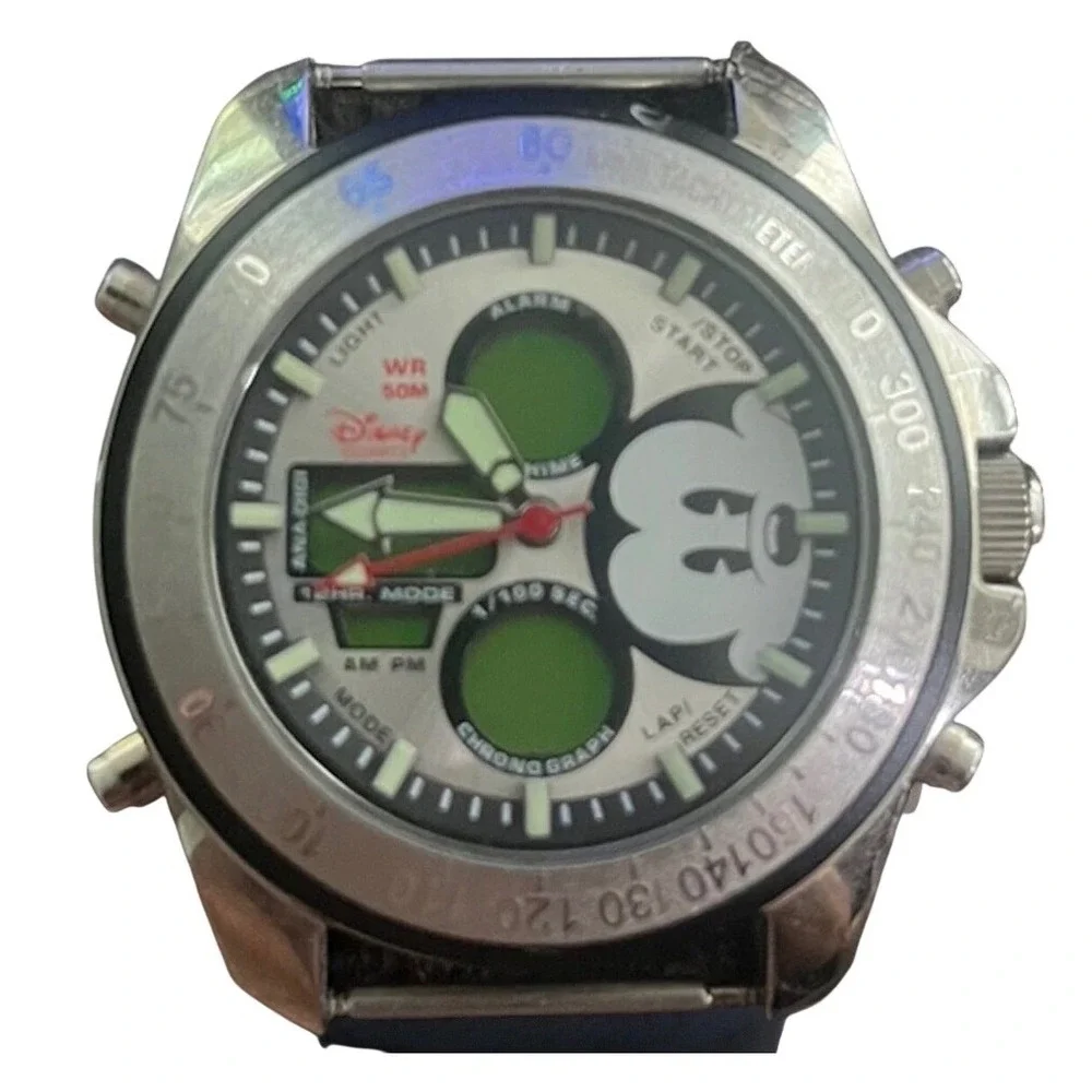 Disney Time Works‎ Mickey Mouse Ana-Digi Chronograph Watch Head Only 5ATM Japam